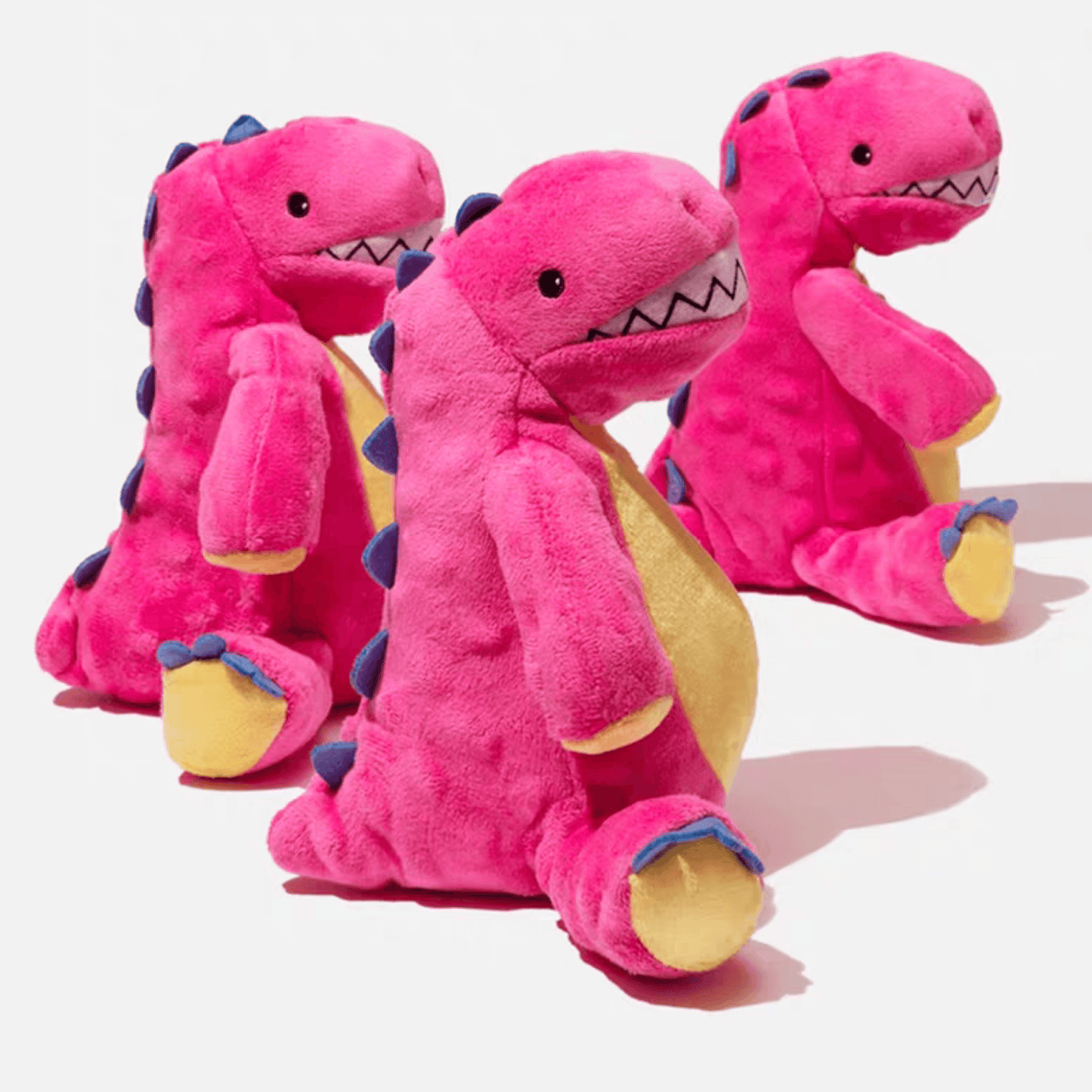 Pink Dinosaur Plush Dog Toy - PEKOO