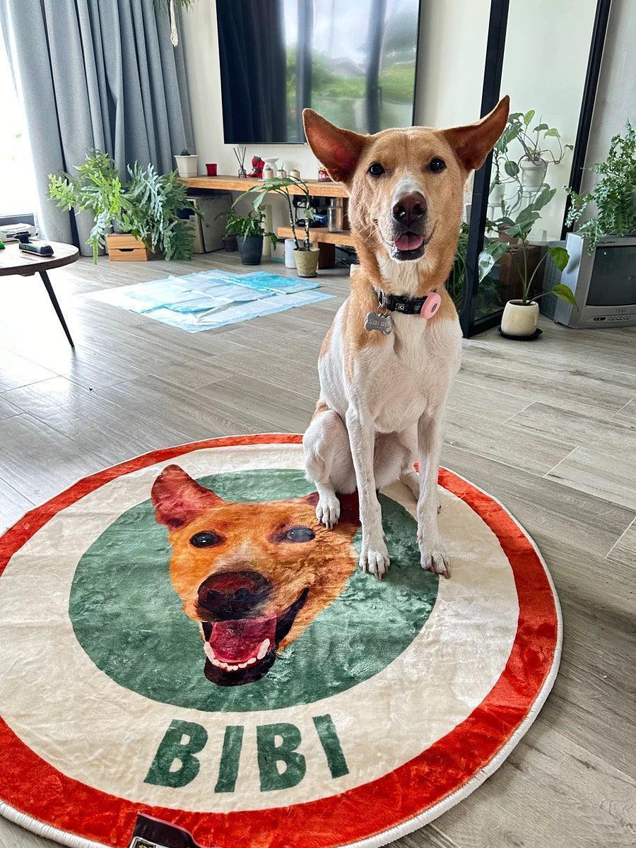 Custom Pet Portrait Rug – Heart-Shaped - PEKOO