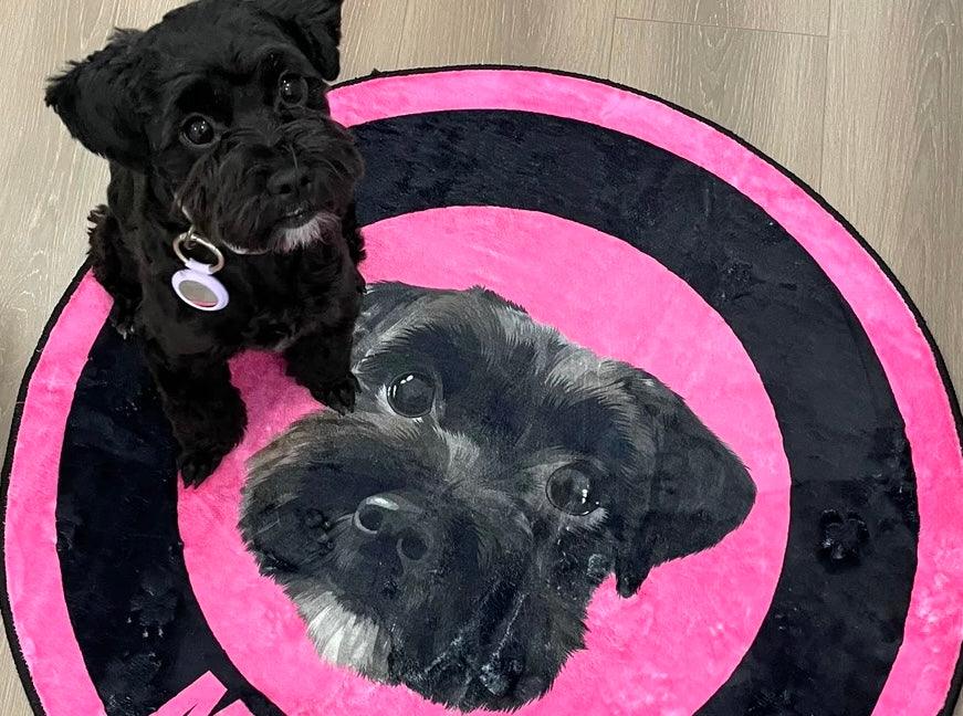 Custom Pet Portrait Rug – Bold Pink and Black - PEKOO