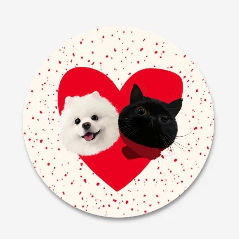 Custom Pet Portrait Rug – Heart-Shaped - PEKOO