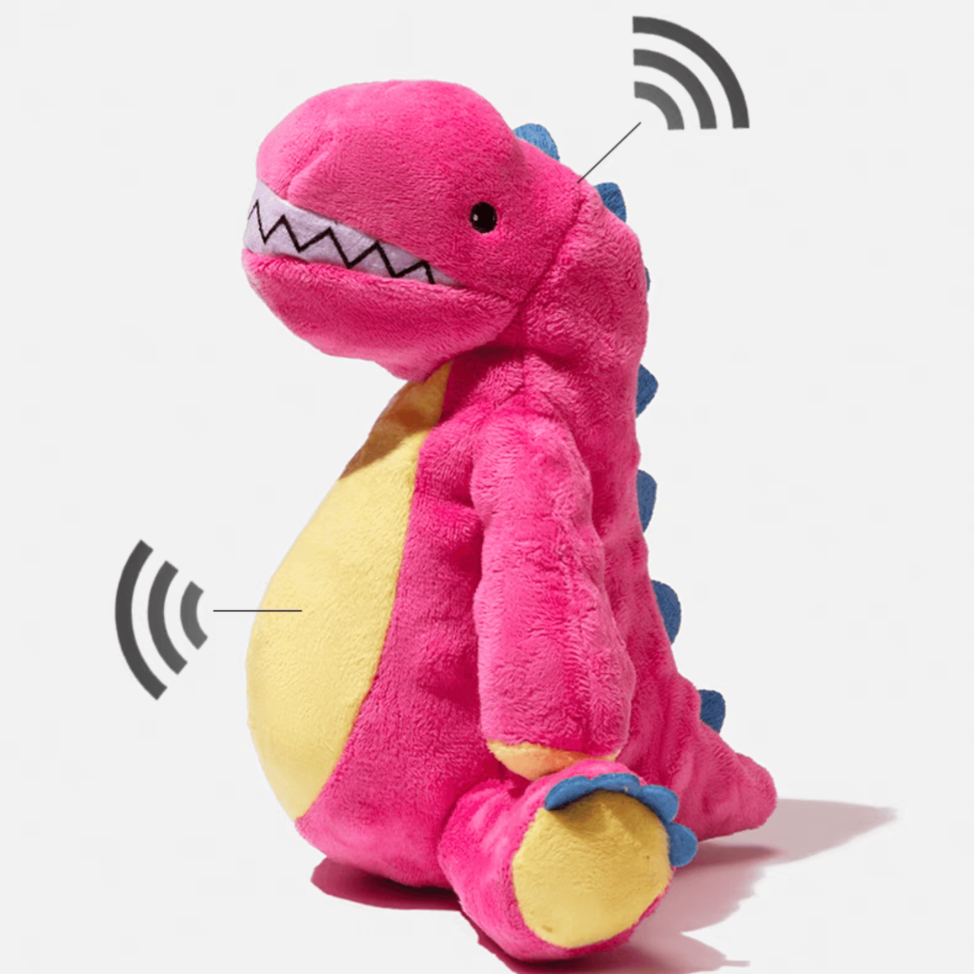 Pink Dinosaur Plush Dog Toy - PEKOO