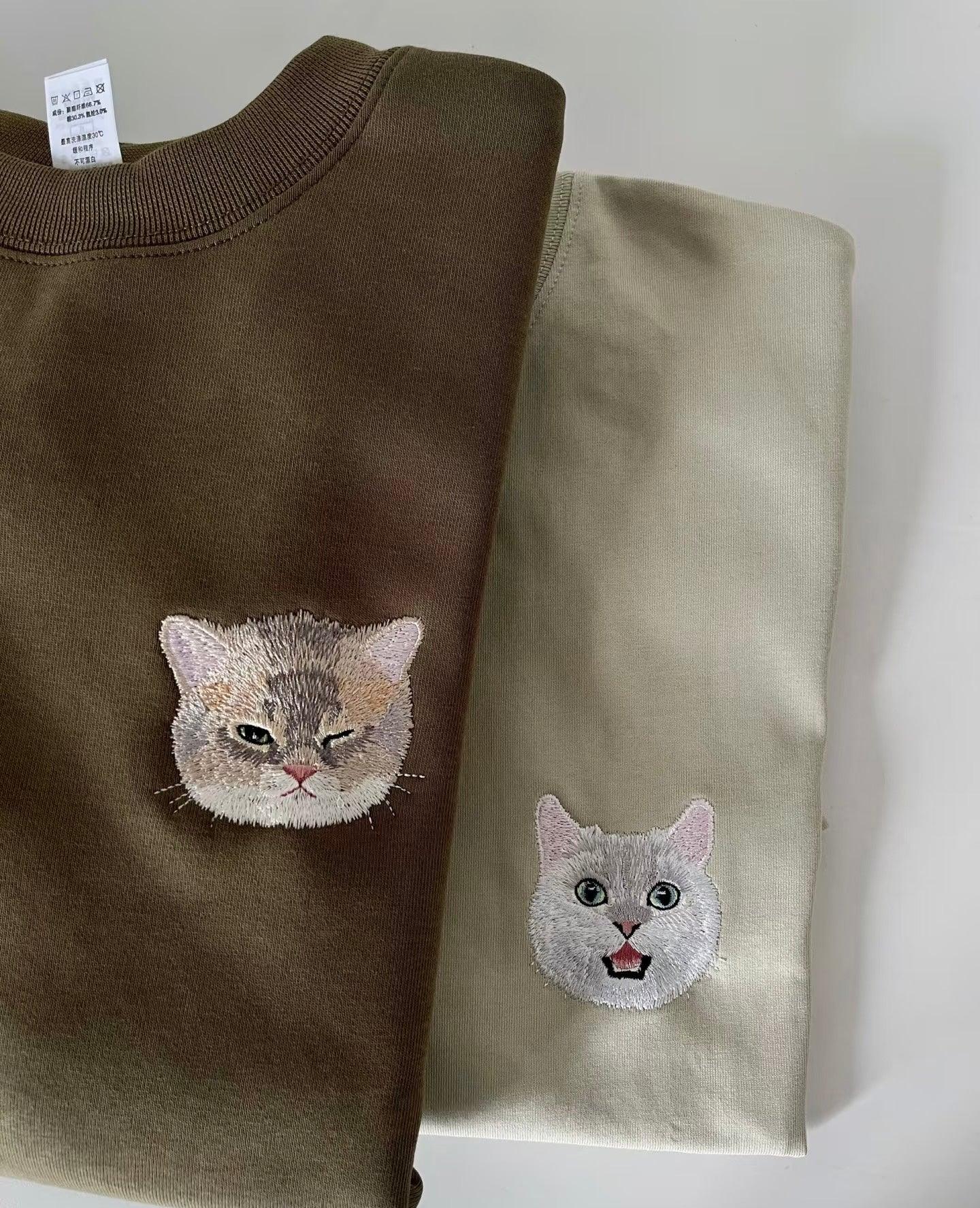 Custom Embroidered Pet Portrait Sweatshirt - PEKOO