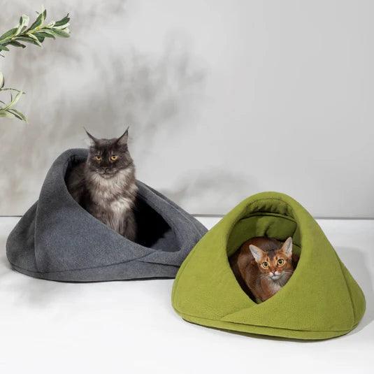 Cozy Fleece Semi-Enclosed Cat Bed - PEKOO