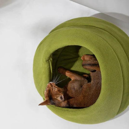 Cozy Fleece Semi-Enclosed Cat Bed - PEKOO